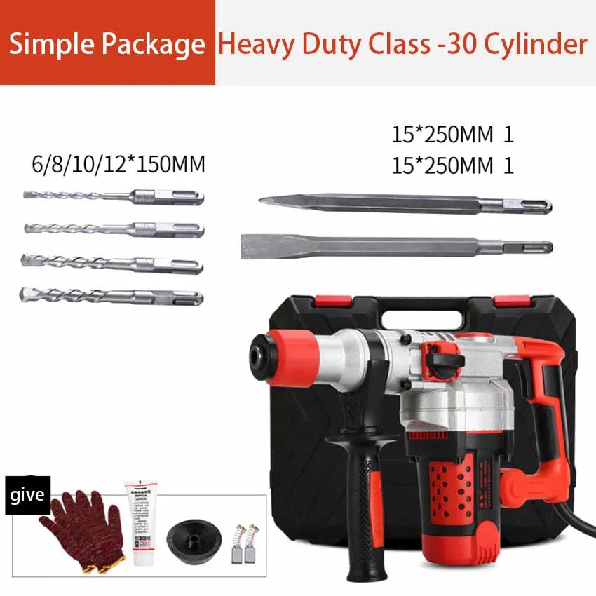 220V Double Electric Hammer Drill Multi-functional Percussion Drill for Concrete Industrial Professional Tools
