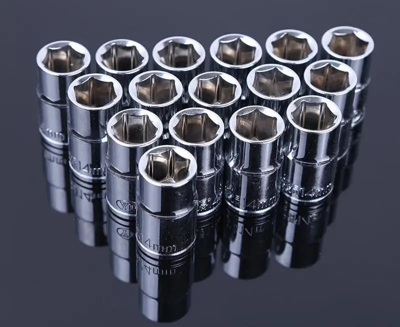 46 Pcs 1/4-Inch Chrome Vanadium Universal Wrench Socket Set Adjustable Socket Gear Wrench Set for Bicycle Torque Pedal