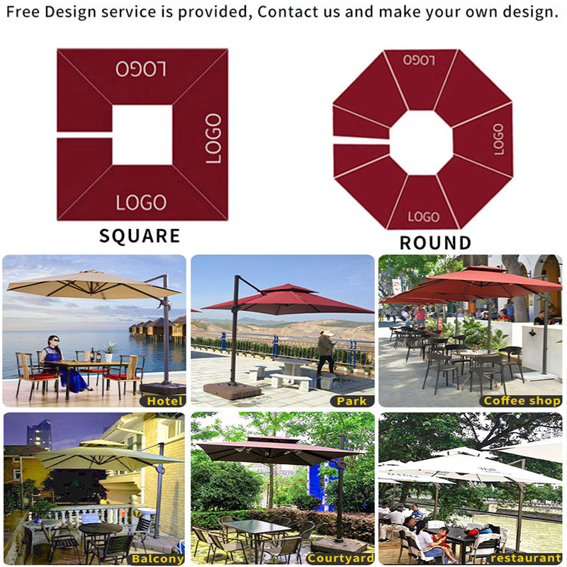 FEAMONT 3m Solar-Powered LED Cantilever Patio Umbrella