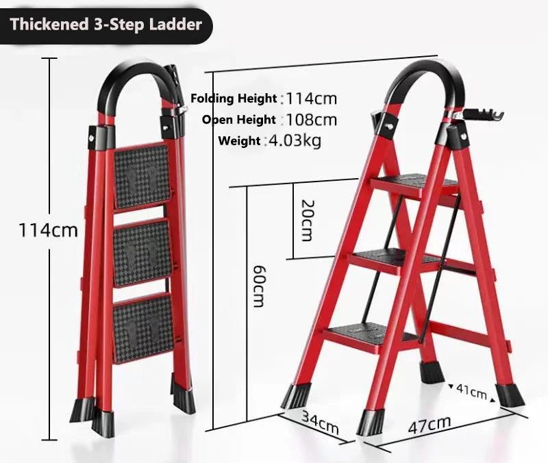 Wholesale DDP 3 Portable Lightweight Foldable Steel Ladder with Auto-Lock Modern Design Insulation Low Price