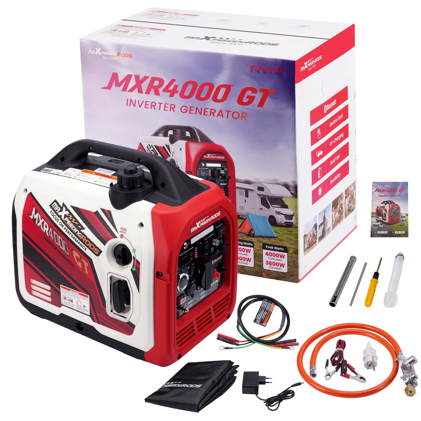 Maxpeedingrods 3.5KW LPG Gasoline Wireless Quiet Portable Inverter Generator for Camping Outdoor Party Other Outdoor Activities