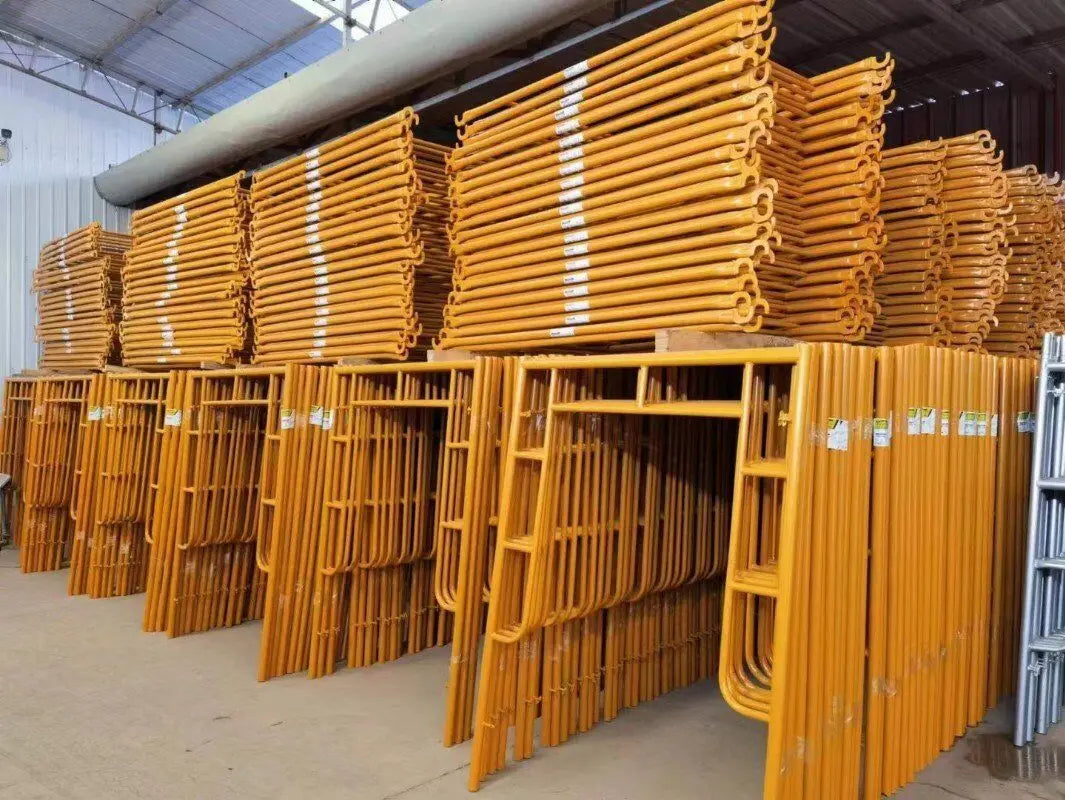 Heavy Duty Yellow H Frame Scaffolding Steel Construction Walk Through Scaffold System for Building Work Platform