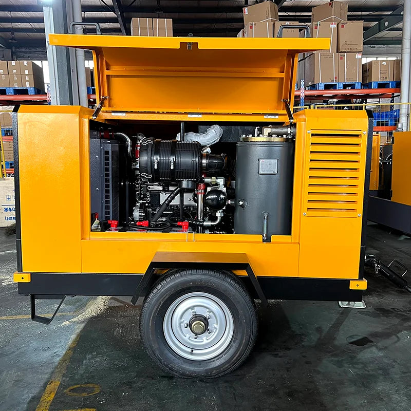 Portable 10m³/ 10bar Diesel-Screw Air Compressor with Lube Motor Engine 220V Miningioned Wheels for Home Use