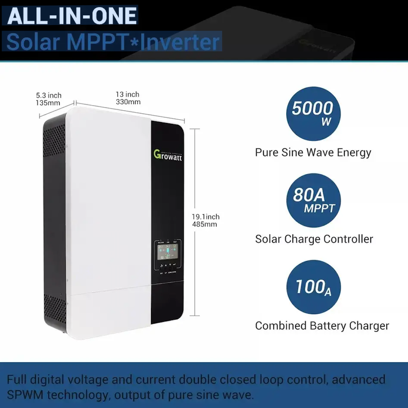 Growatt SPF 5000ES 5000W 48V Off-Grid Solar Hybrid Inverter