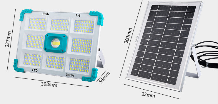 UltraBright 300W Solar LED Floodlight & Work Light | Heavy-Duty Outdoor Lighting (IP66 Waterproof)