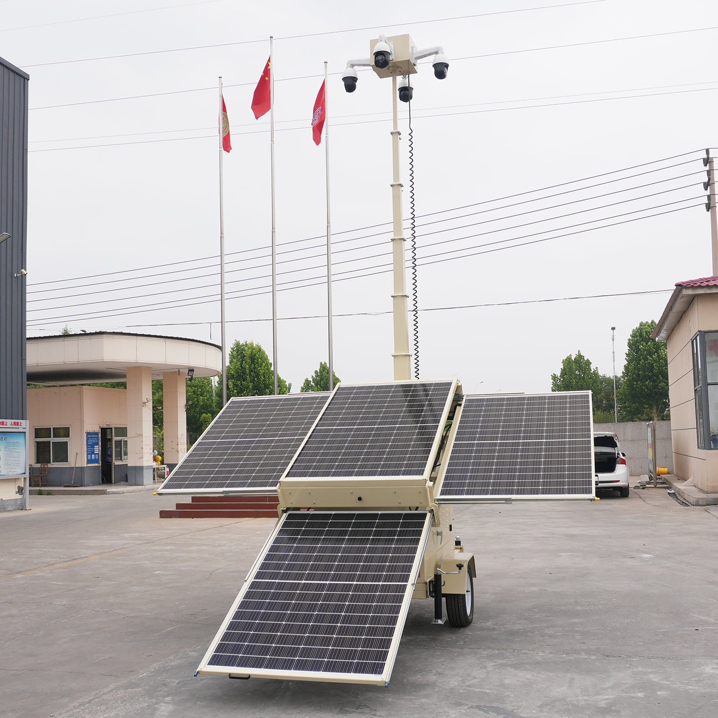 FURD FZMT-S1600 9M Portable Solar Light Tower with CCTV Trailer – 400W Solar, IP66