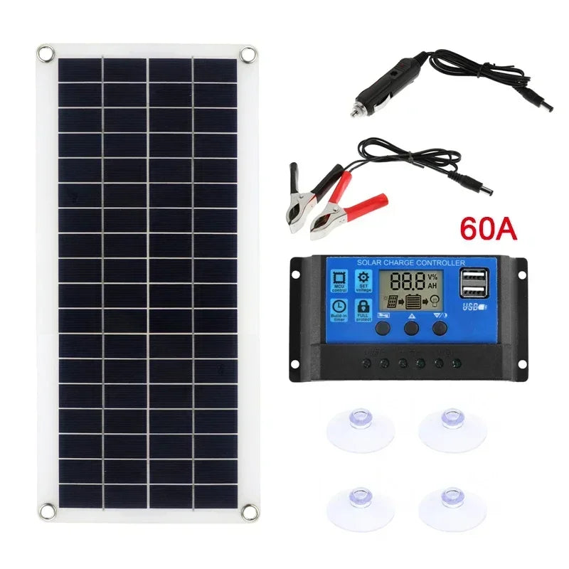 NNEOBA 1000W 12V Solar Panel with 60A Controller – Dual Output USB/DC Solar Charger-1