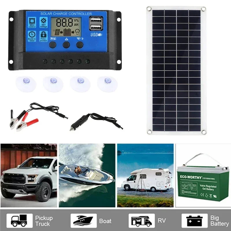 NNEOBA 1000W 12V Solar Panel with 60A Controller – Dual Output USB/DC Solar Charger-2
