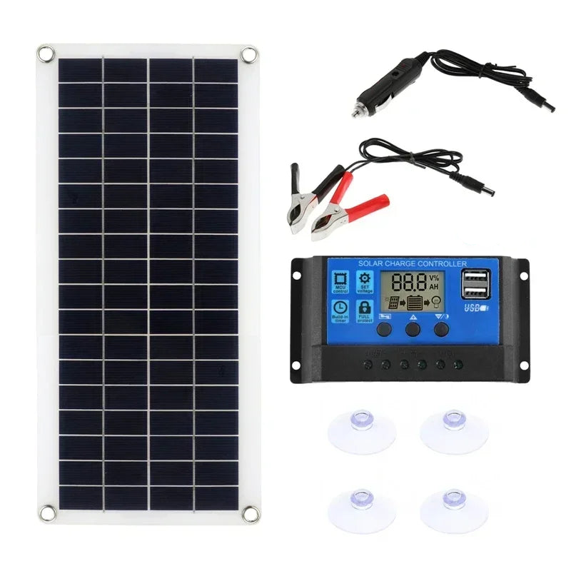NNEOBA 1000W 12V Solar Panel with 60A Controller – Dual Output USB/DC Solar Charger-0