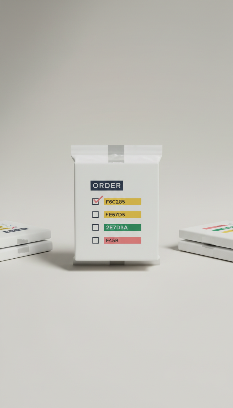 Compact office supply package with order checklist