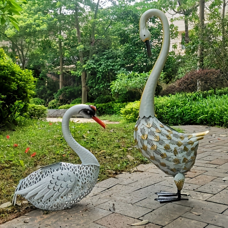 Solar Swan Garden Statue Outdoor-4