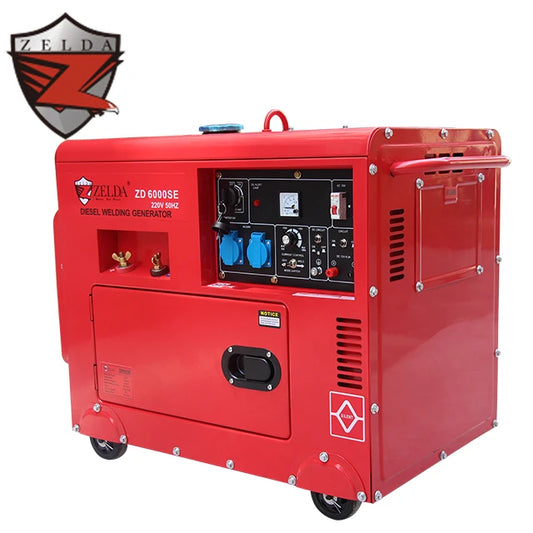 Zelda 5kw 220V Silent Type Electric Start Diesel Welding Generator Power 50Hz Frequency Welding Generator
