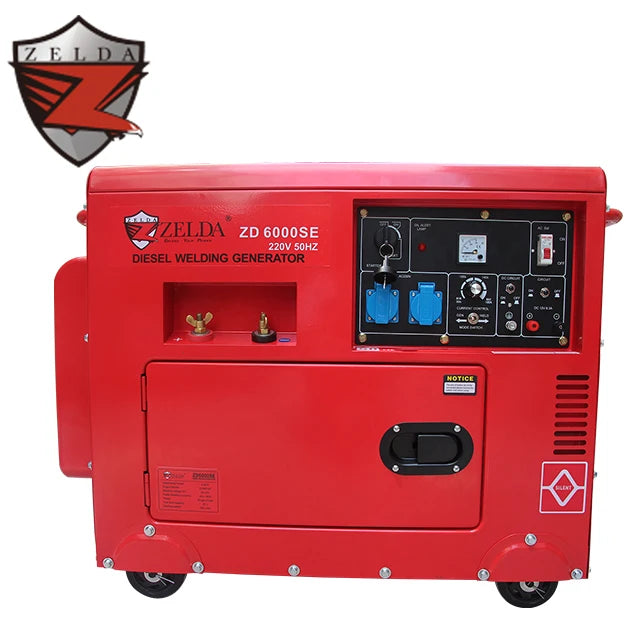 Zelda 5kw 220V Silent Type Electric Start Diesel Welding Generator Power 50Hz Frequency Welding Generator