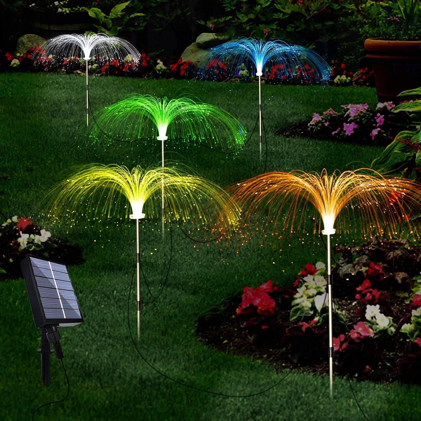 Solar Jellyfish Garden Lights – Outdoor Waterproof LED Fibre Optic Landscape Lamp (IP65)