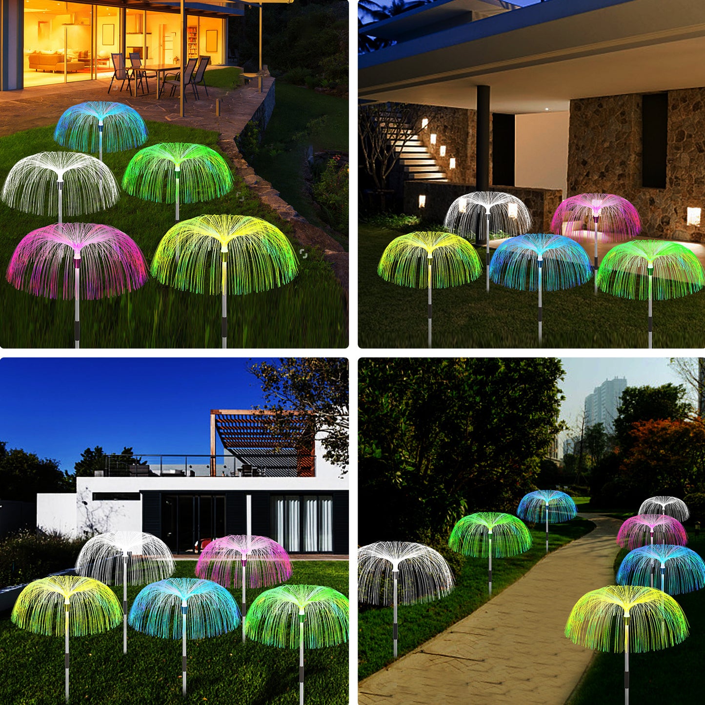 Solar Jellyfish Garden Lights – Outdoor Waterproof LED Fibre Optic Landscape Lamp (IP65)