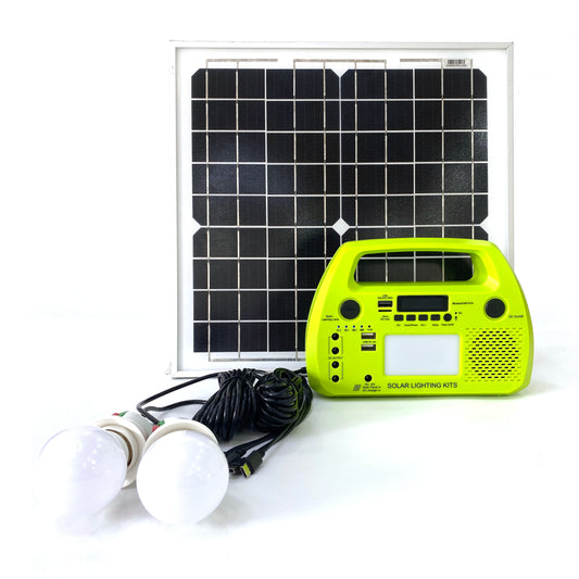 15W Solar Generator 6000mAH Solar Power Generator System with 2 LED Bulbs, Portable Power Station with Flashlight for Camping