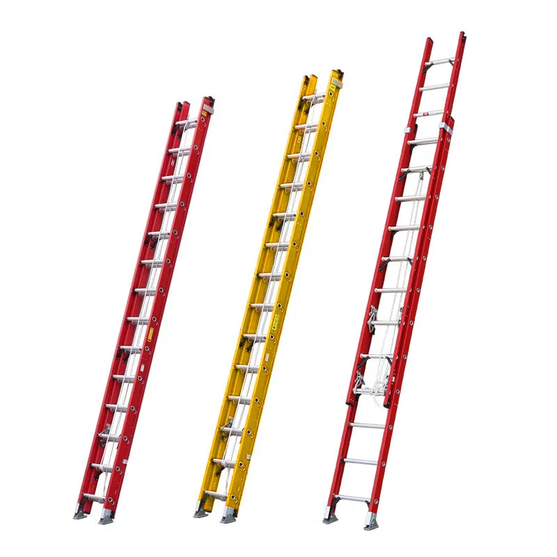 20ft 40ft Folding Insulation Lift Fiberglass Combination Ladder Engineering Reinforced Plastic Fire Ladder