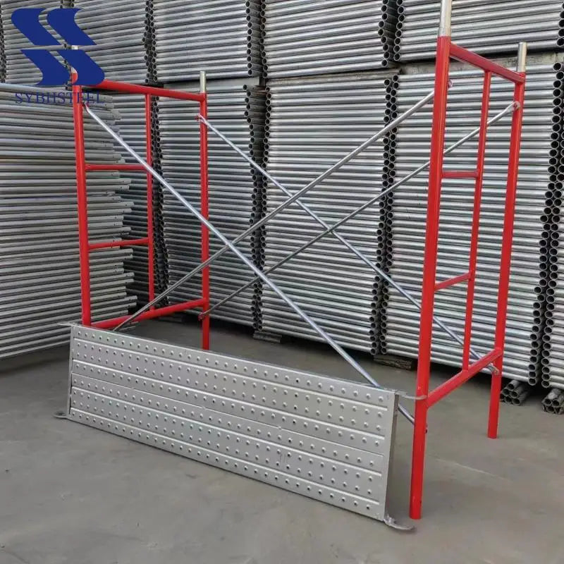 Heavy Duty Yellow H Frame Scaffolding Steel Construction Walk Through Scaffold System for Building Work Platform