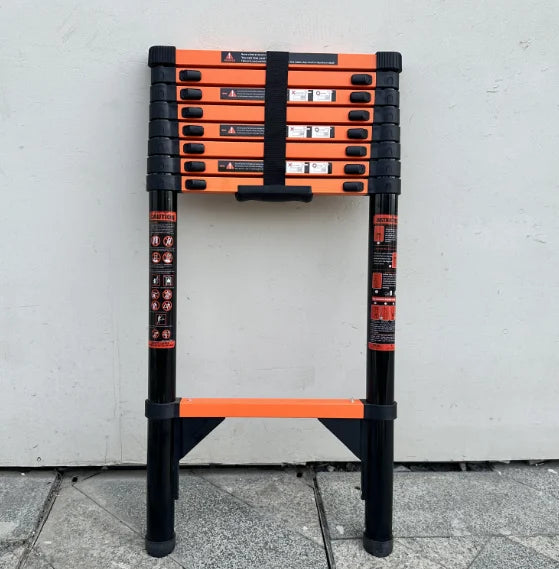 SOYOUNG Steel Telescopic Folding Extension Ladder 7 2.7m Extended Height 150kg Load Capacity Portable for Home Outdoor