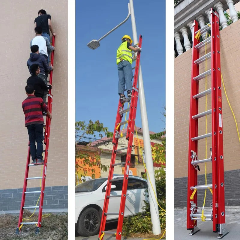 Folding Ladder 2025 Double-layer Thickened Industrial Fiberglass Extension Insulated Ladder for Power and Outdoor Workplaces