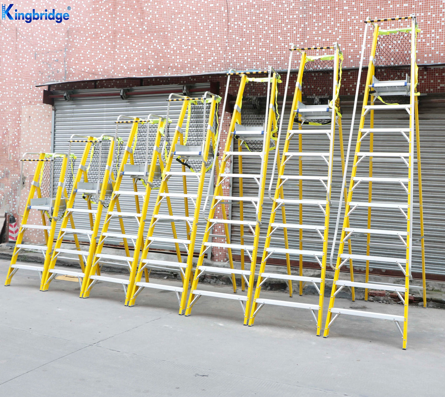 Industrial Style Movable Safety FRP Podium Platform Ladder with Handrail Folding & Insulation Features 150kg Load Capacity