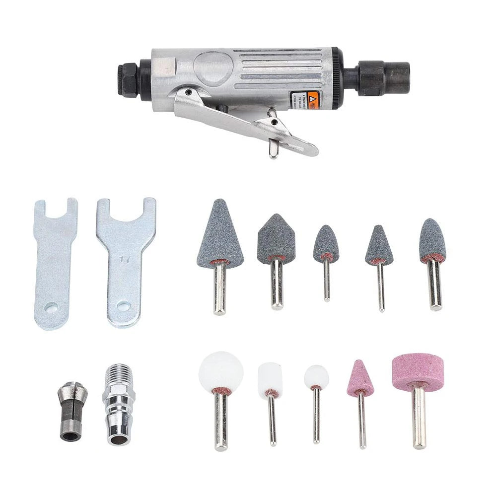 Air Die Grinder Kit 16Pcs Pneumatic Grinding Tool Polishing Engraving Set 1/4" 1/8" Collet YZ-6048 Model 25000 RPM