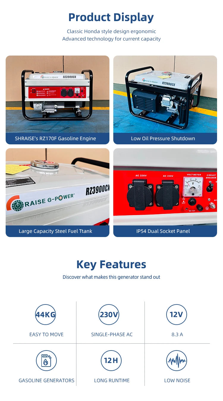 Portable Generator 3KW Generator Gasoline 230V Gasoline Generator Set Generator