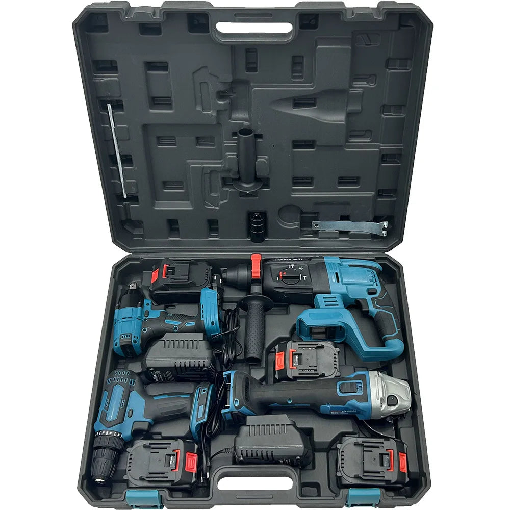 21v Lithium Battery Cordless Electric Drill Power Drilling Machines Brushless Drill Tools Combo Set Power Tool Combo