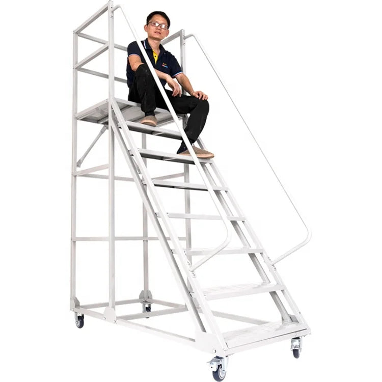 Durable Using Bargain Warehouse Storage Steel Mobile Color Climbing Ladder