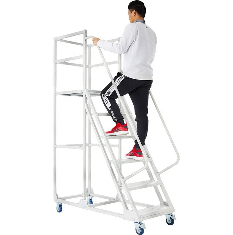 Durable Using Bargain Warehouse Storage Steel Mobile Color Climbing Ladder