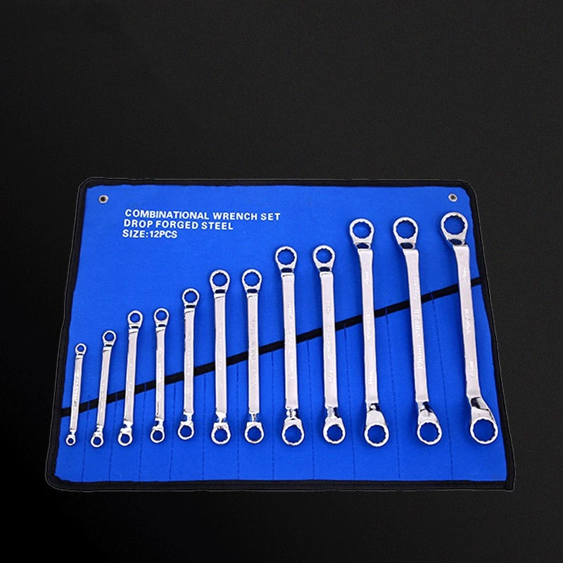 6mm 8mm 12mm 16mm Multifunctional Quick Repair Tool Cloth Bag Box Wrench Set Wholesale Combination Double Offset Ring Wrench Set