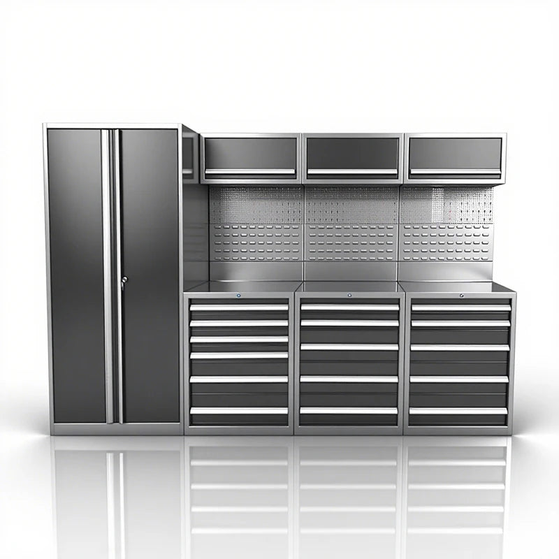 Heavy-Duty Multifunctional Metal Tool Chest and Trolley Modular Garage Cabinets for Workshop Workbench Storage