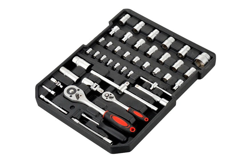186 Piece Aluminum Suitcase Tool Box Set with Wheels Auto Repair Essentials Including Sickle Hard Case Packaging