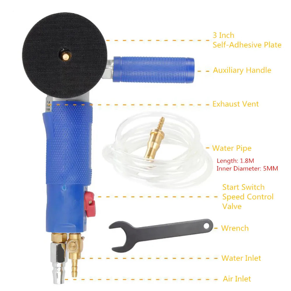 M14 5/8-11 Pneumatic Air Wet Polisher with Rear Exhaust for Granite Stone Concrete Angle Grinder