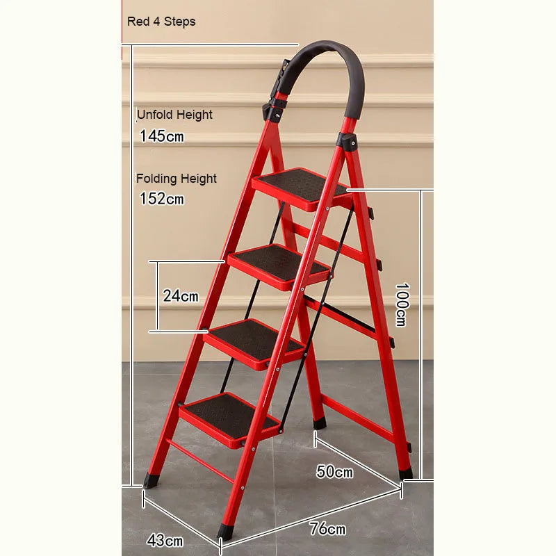 Wholesale DDP 3 Portable Lightweight Foldable Steel Ladder with Auto-Lock Modern Design Insulation Low Price