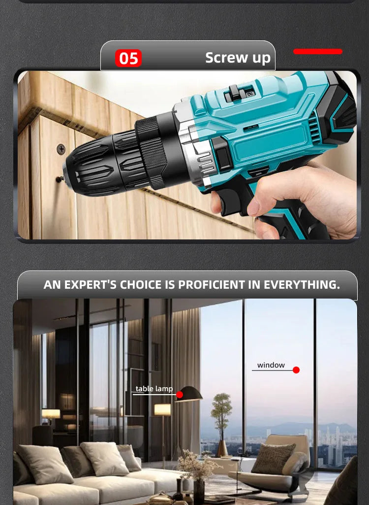21V Cordless Brushless Impact Drill Set Multifunctional Battery Variable Speed OEM Customizable Drilling Brushless Impact Drill