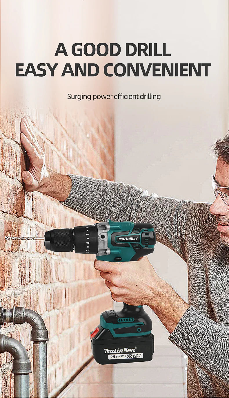 Mulinsen 21V Portable Lithium Mini Power Accessories Cordless Impact Drill Power Tools Sets
