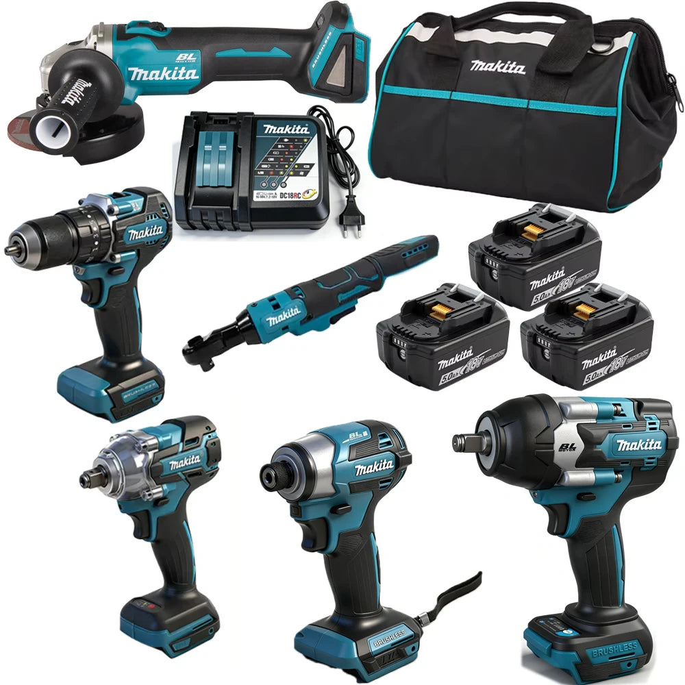 10 in 1 High Torque Cordless Li-ion Battery Tool Combo Kit with Battery Charger & Tool Bag Efficient Power Tool Combination Kits