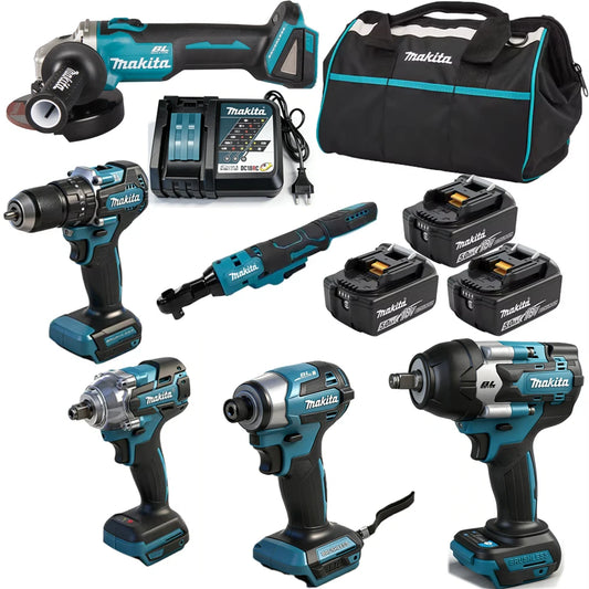10 in 1 High Torque Cordless Li-ion Battery Tool Combo Kit with Battery Charger & Tool Bag Efficient Power Tool Combination Kits