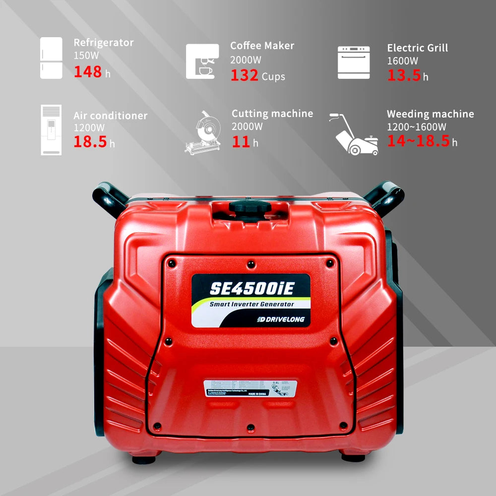 China 2000W 3KW Portable Inverter Generator with Wheels Electric Start 4-Stroke Gasoline Engine 220V Portable Inverter Generator
