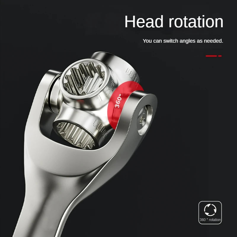 360-Degree Rotating Head Multifunctional Carbon Steel Socket Tiger Wrench DIY Grade OEM Customizable Metric Multi-Angle Wrench 6