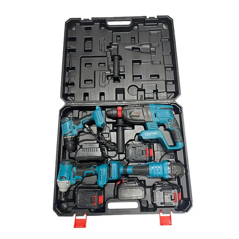 4pcs Set Combination Kit Brushless Electric Hammer Impact Drill Angle Grinder Cordless Wrench Portable Power Tool Set