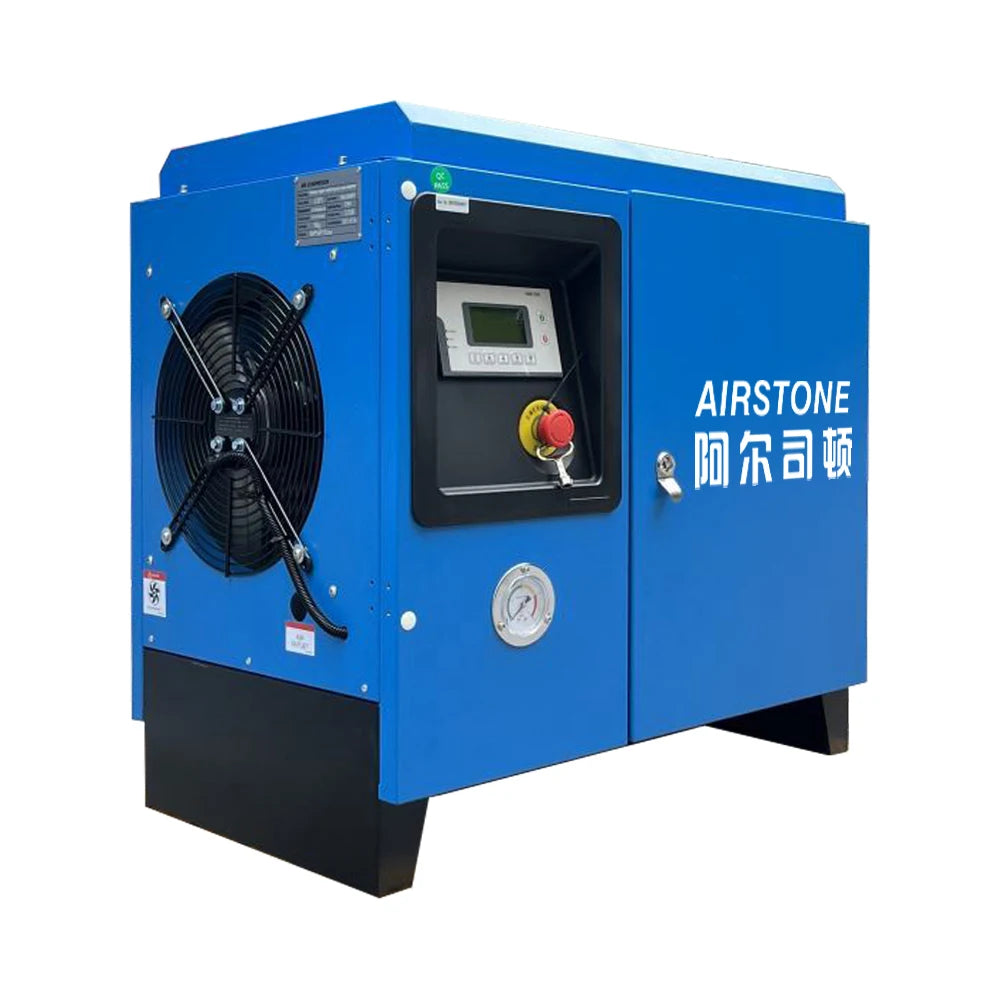 AIRSTONE 3.7KW 5HP Single Phase 220V 5-10Bar 200-400L/min Stationary Air Cooled Bearing Screw Air Compressor Tank Air End for