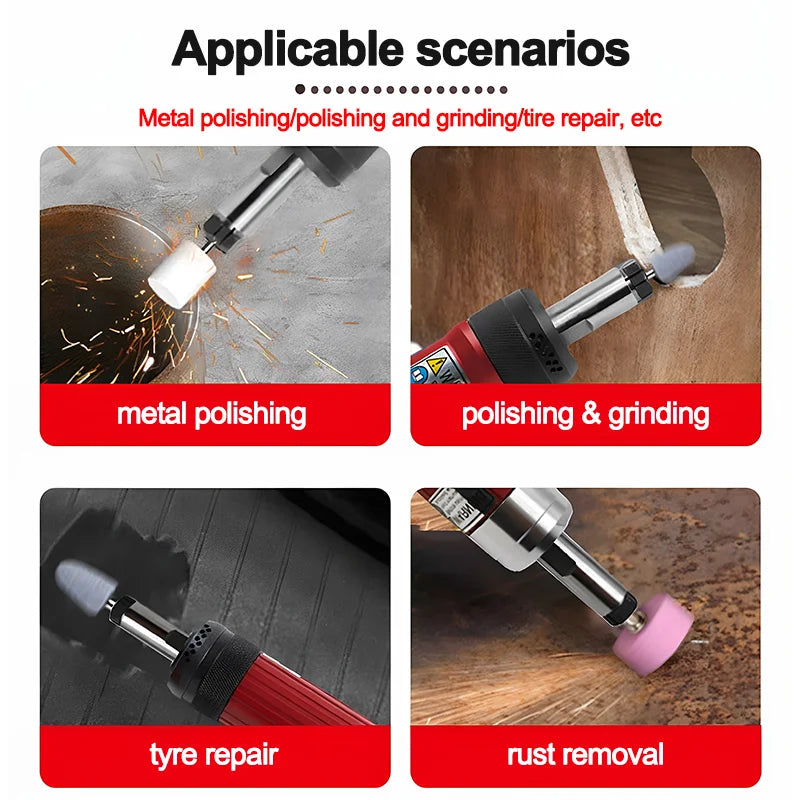 WOODPECKER RUD28-22B Extended Shaft Pneumatic Die Grinder Long Reach Air Tool 25mm Grinding Wheel Variable-Speed Internal