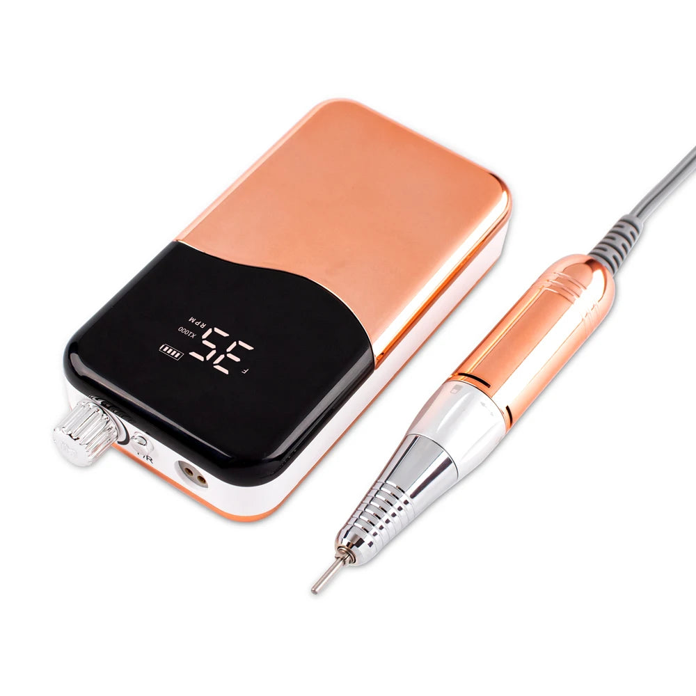 Rose Gold EU Hot Selling High Speed Nail Drill Machine Cordless Wireless Portable Master Electric E File With Drill Bits