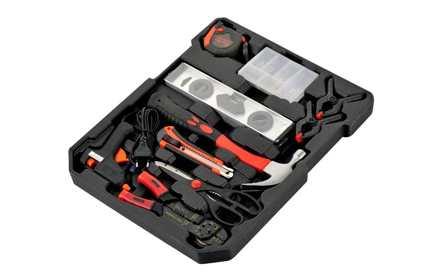 186 Piece Aluminum Suitcase Tool Box Set with Wheels Auto Repair Essentials Including Sickle Hard Case Packaging