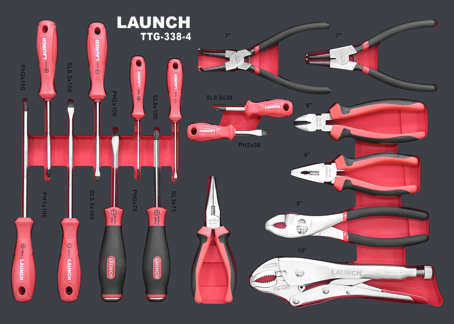LAUNCH 338PCS MECHANICS TOOLS CART KIT TTG-338 MOBILE TOOL CABINETS TOOL SETS