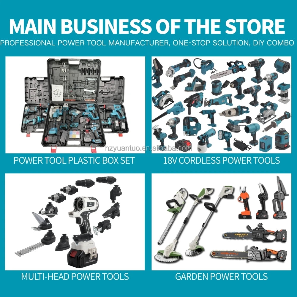 YUTUO Professional Li-ion Battery Multi Head 12 Pcs in 1 Combo Kit Cordless Brushless Impact Drill Power Tool Set for Household