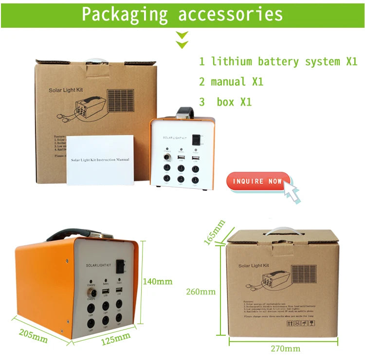 Whole House 220V 300W Portable Solar Power Generator Running Solar Power System for Home Solar Systems