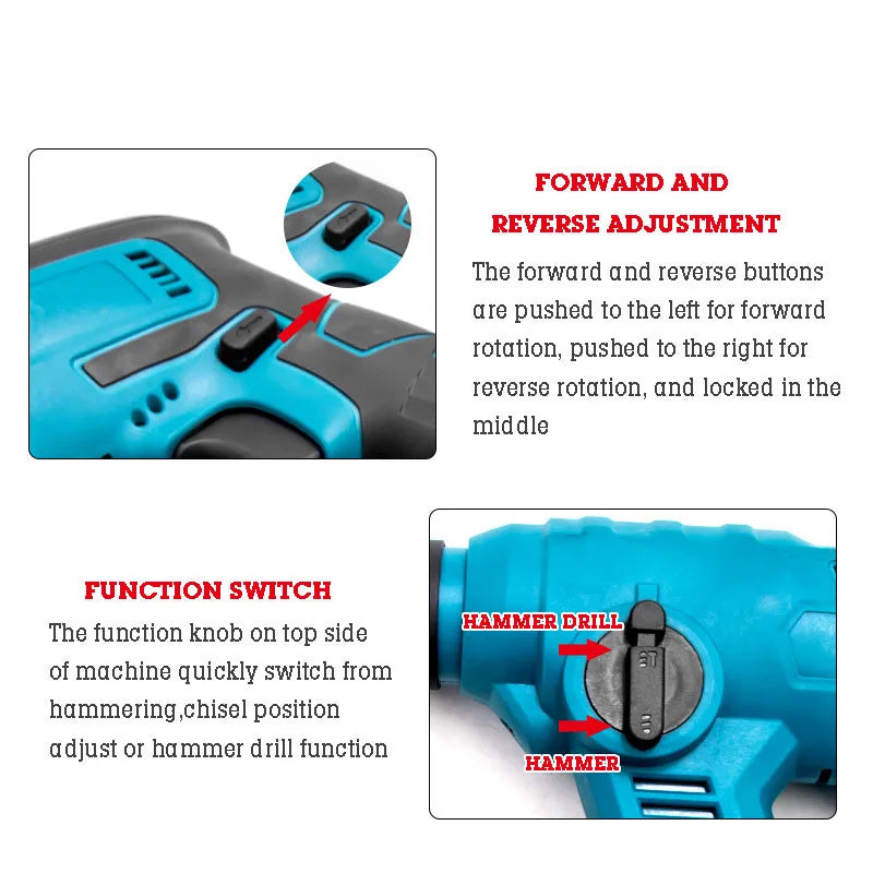 Brushless Cordless Electric Hammer Battery Charger Power Tools Hammer Cordless Drill Rechargeable Cordless Hammer Drill Max OEM